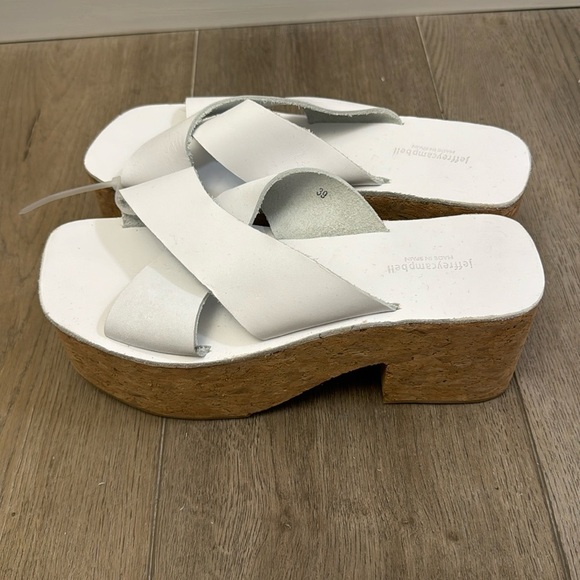 NEW! Jeffrey Campbell Itzelia White Cork Block Heel Platform Slide Sandal - 39 - Picture 3 of 11